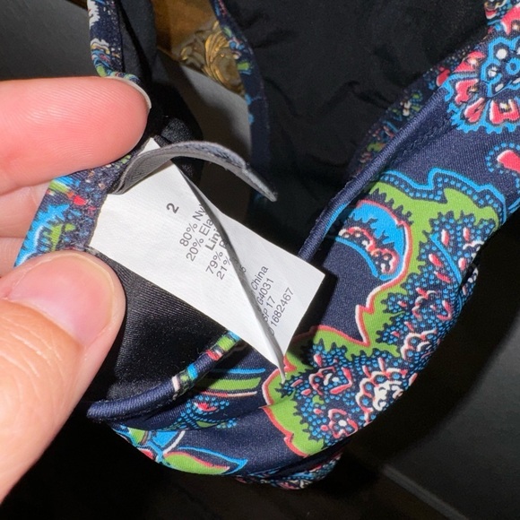 J. Crew Black Multi-Color Floral Print Halter Cut Out Sides and Back One Piece 2 - Picture 3 of 7